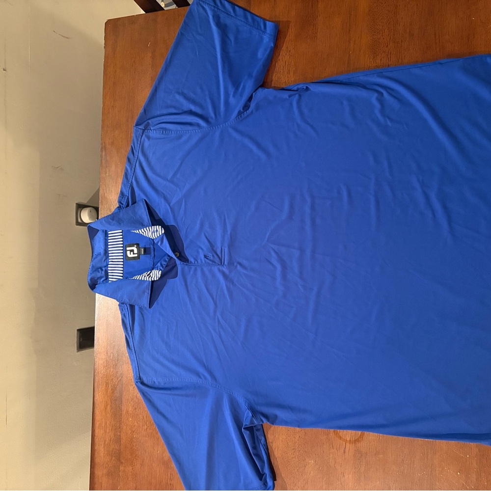 FootJoy Royal Blue Men's Golf Polo with Striped Collar XXL